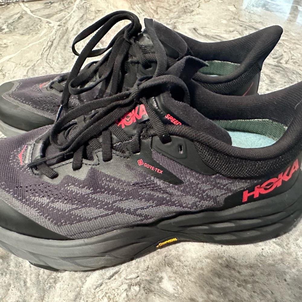 Hoka Black Athletic Shoes with Breathable Mesh and Thick Sole